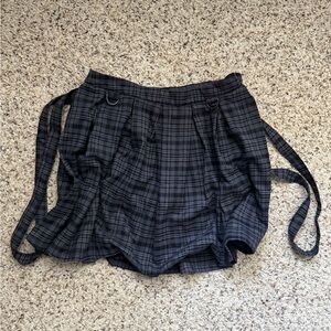 Hot Topic Black & Grey Pleated Plaid Suspender Skirt Size MD